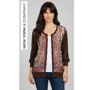 (3 for $30) NEW YORK & COMPANY, Boho brown and burgundy button up cardigan
